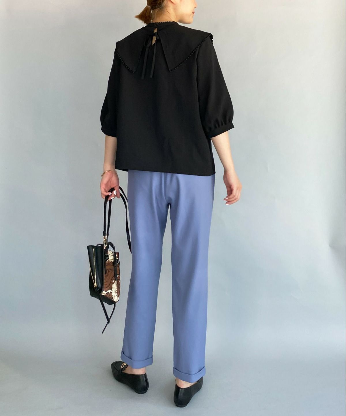 model：164cm　着用サイズ：L　ブルーグレー