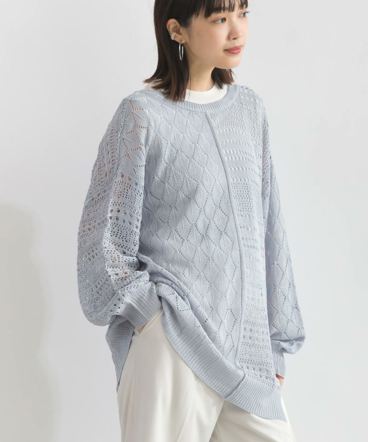 model：H162　着用サイズ：M　サックスブルー