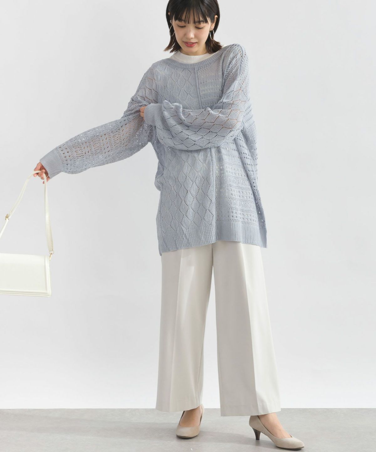 model：H162　着用サイズ：M　サックスブルー