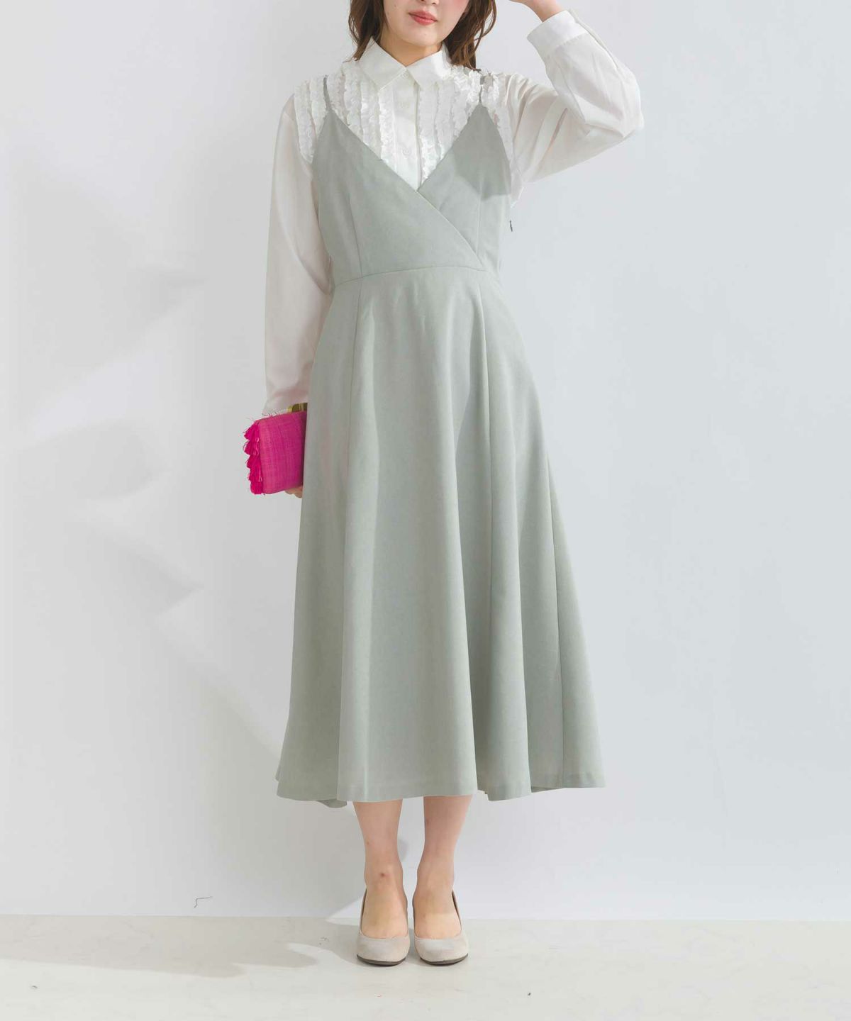 model：H165　着用サイズ：M　ライトグレー