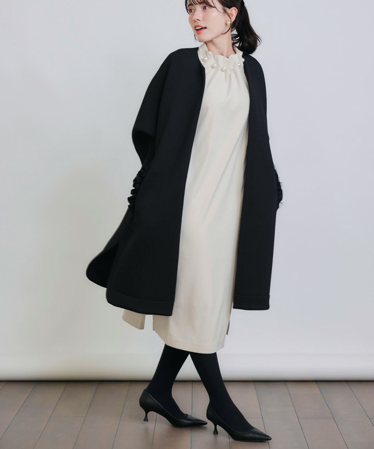 model：H155　着用サイズ：M　ベージュ