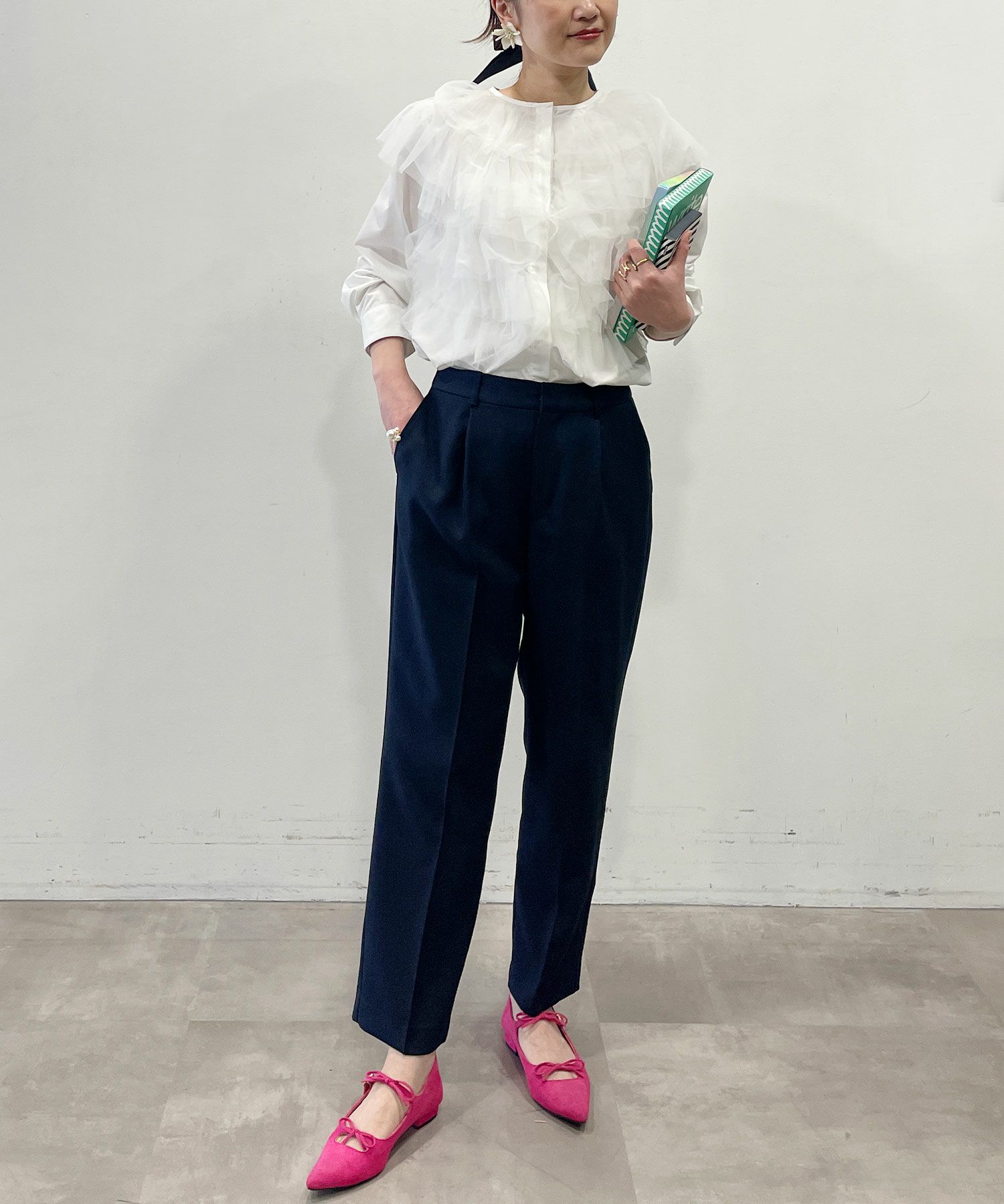 model：164cm　着用サイズ：L　ネイビー