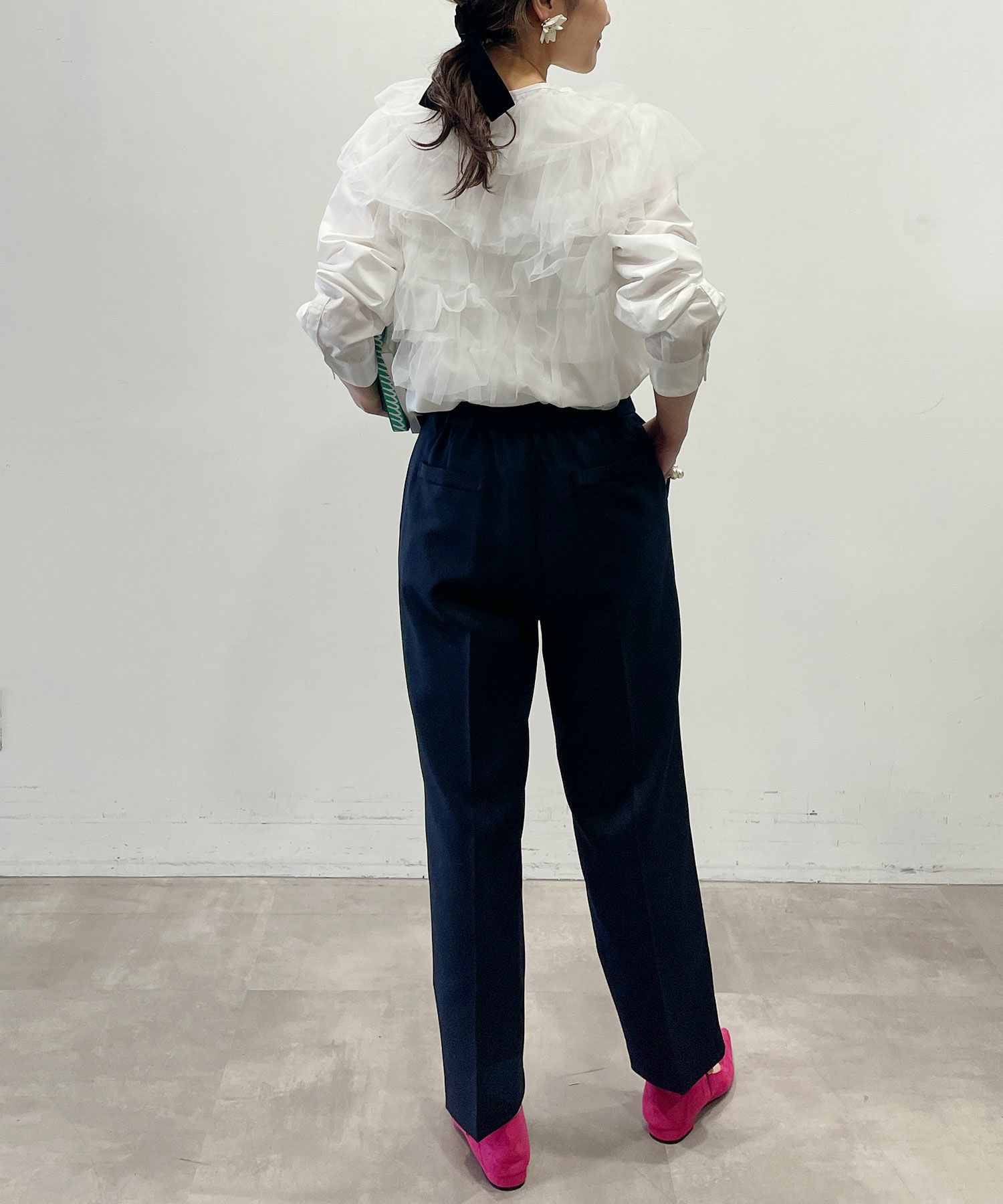model：164cm　着用サイズ：L　ネイビー