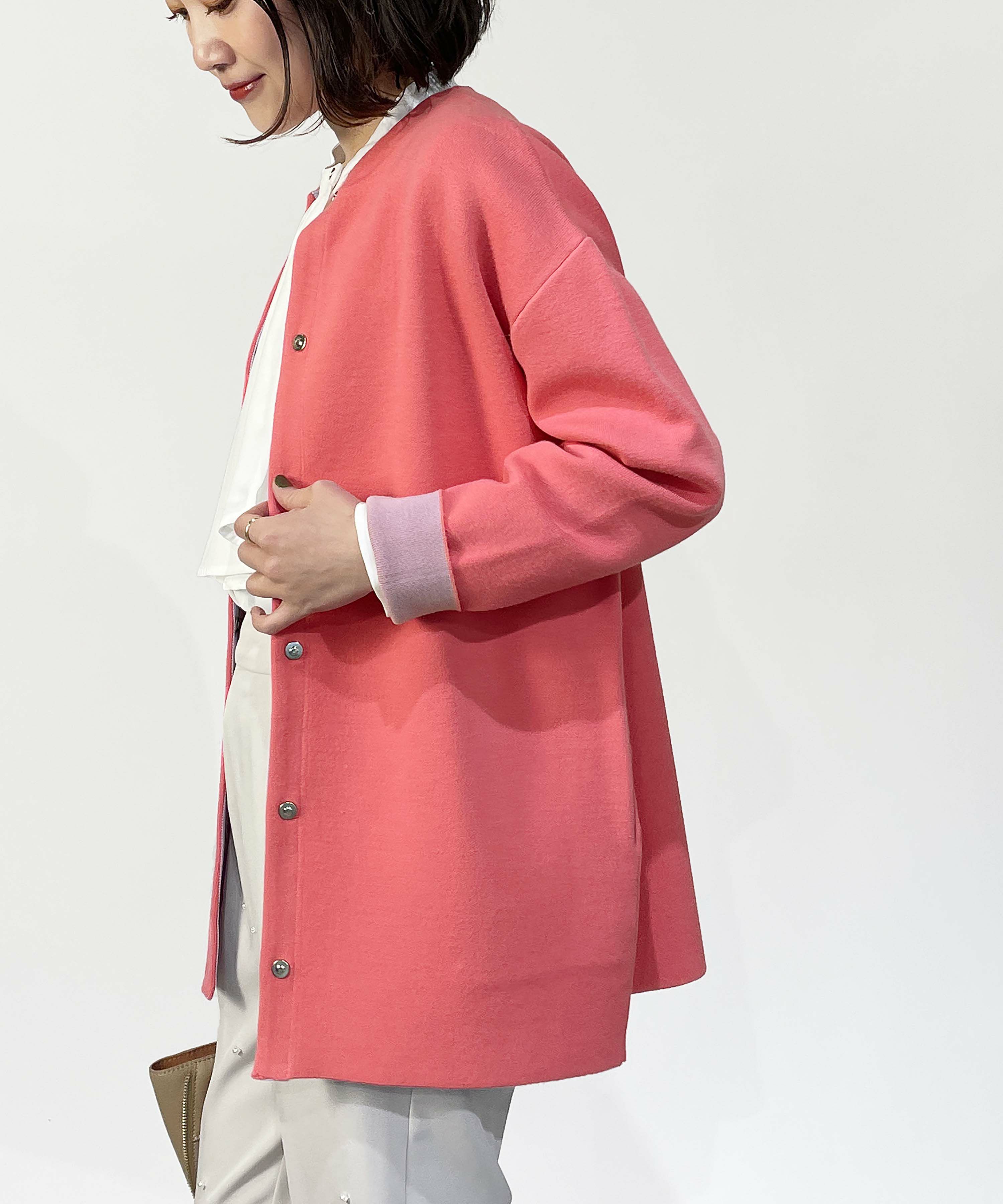 model：H164　着用サイズ：M　サーモンピンク