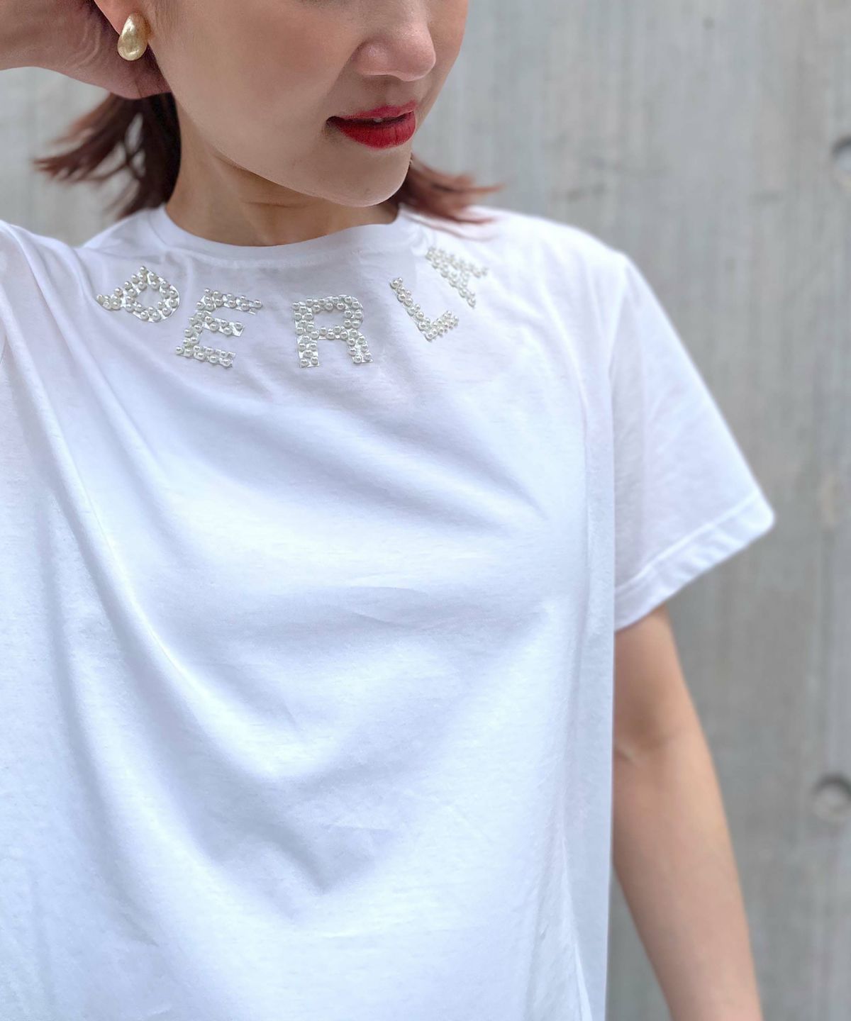 model：H164　着用サイズ：M　オフホワイト