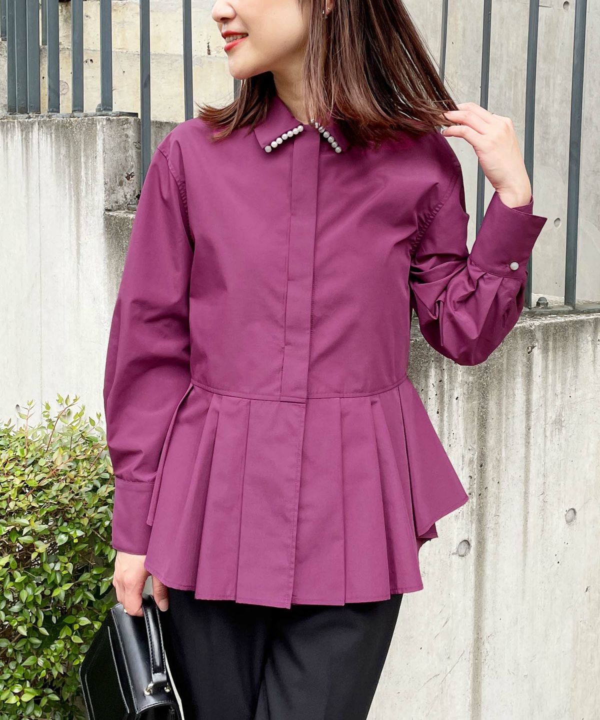 model：H164　着用サイズ：M　ワインレッド