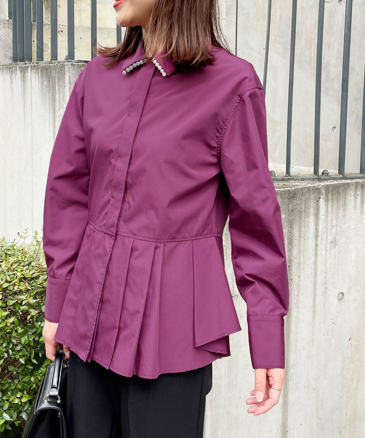 model：H164　着用サイズ：M　ワインレッド