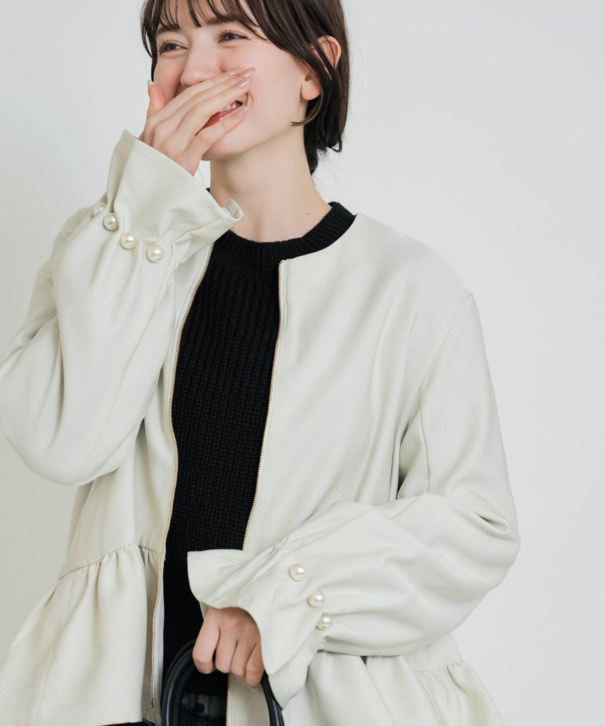 model：H155　着用サイズ：M　アイボリー