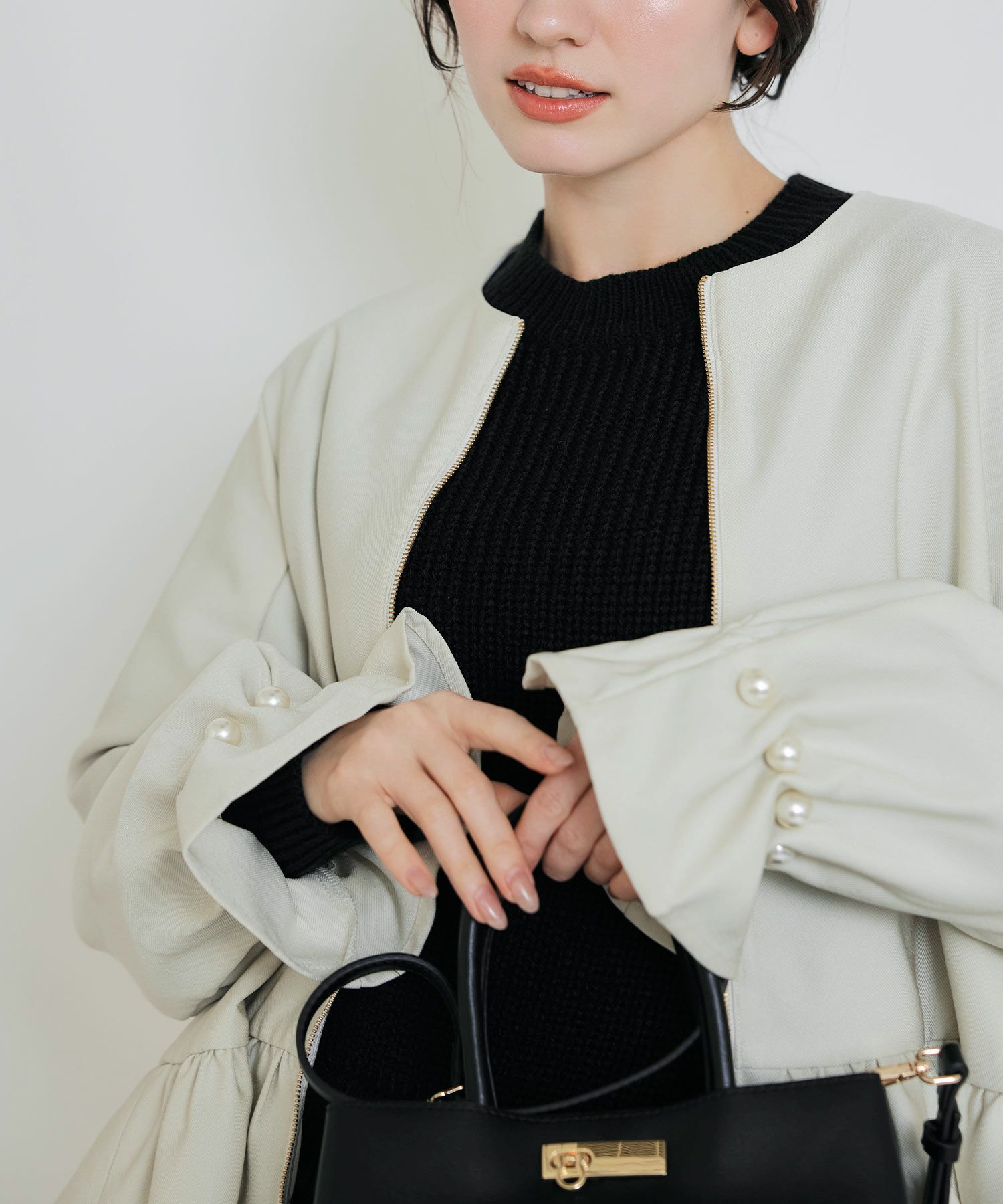 model：H155　着用サイズ：M　アイボリー