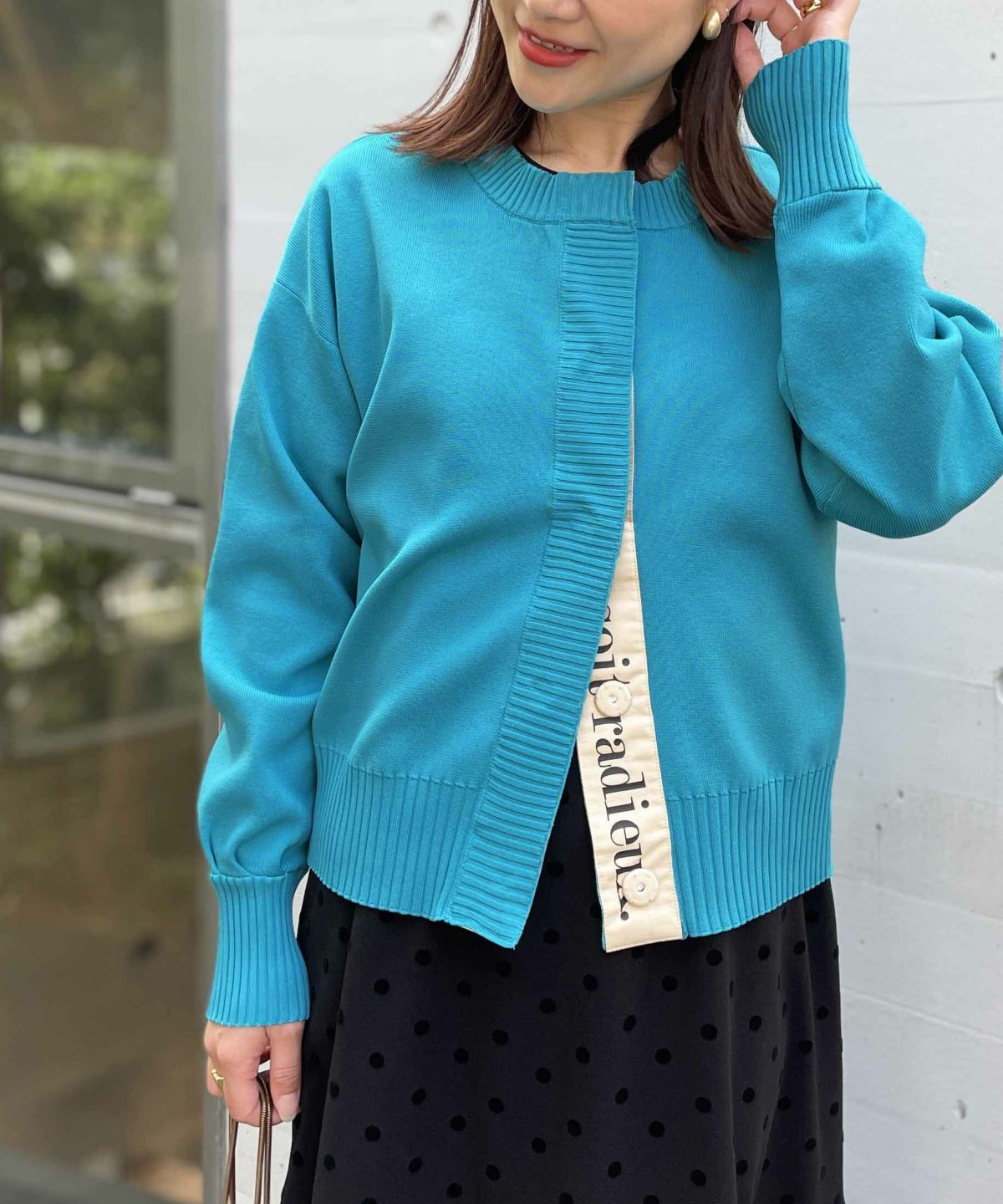 model：H164　着用サイズ：M　ターコイズブルー