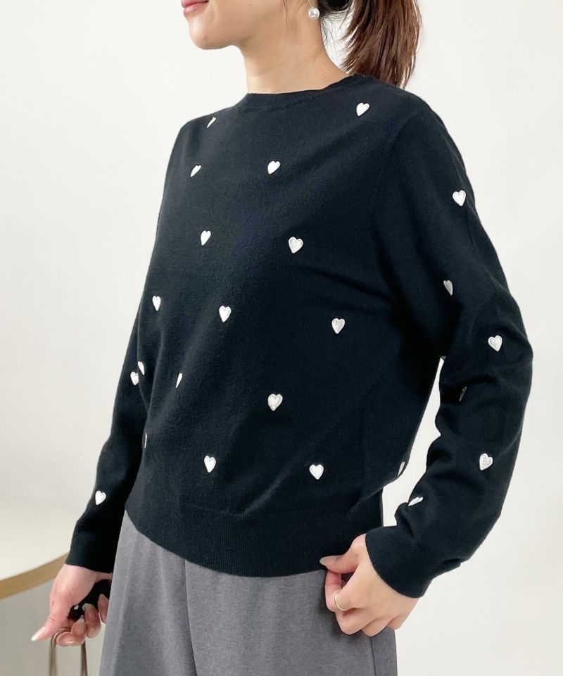 ハート刺繍クルーネックニット | PICCIN (ピッチン) 公式通販