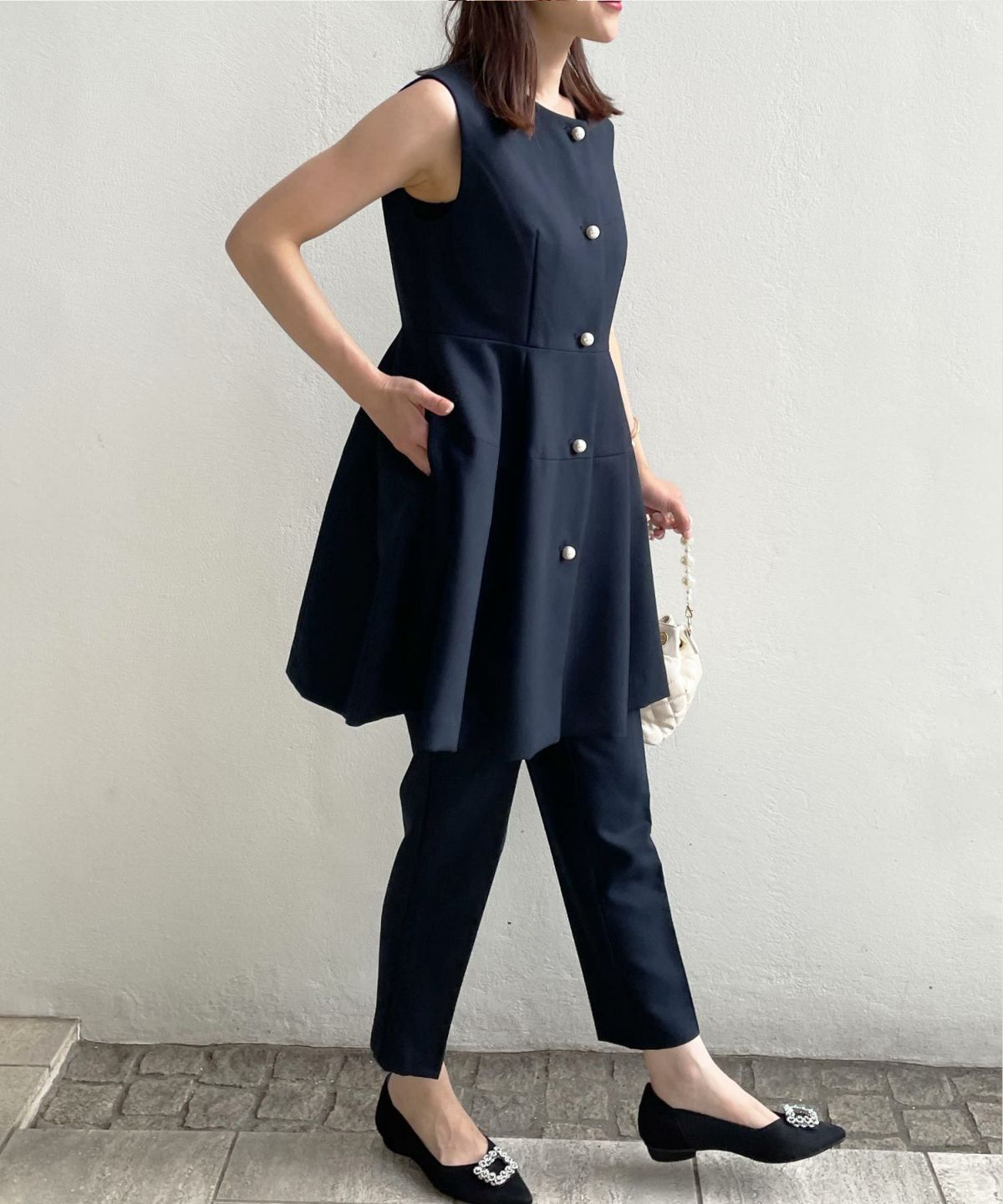 model：H164　着用サイズ：M　ネイビー　セットアップで