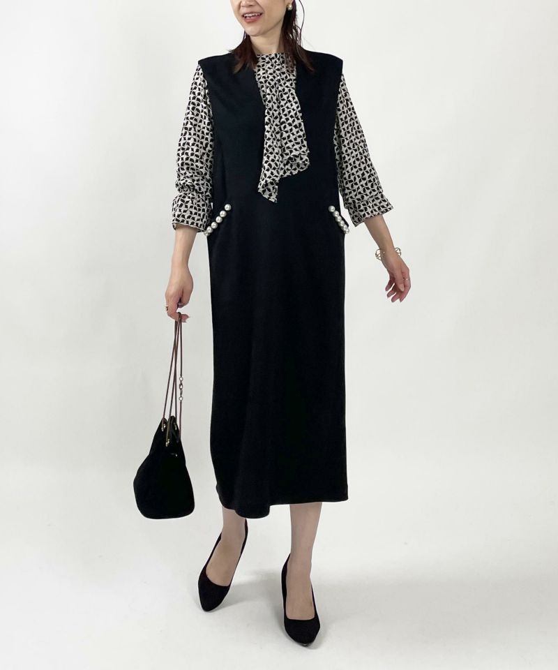 【新品♡タグ付き】 &LOVE ジレにもなるジャンスカ　フリル×パール♡ パール付きストレートジャンスカ | PICCIN (ピッチン) 公式通販
