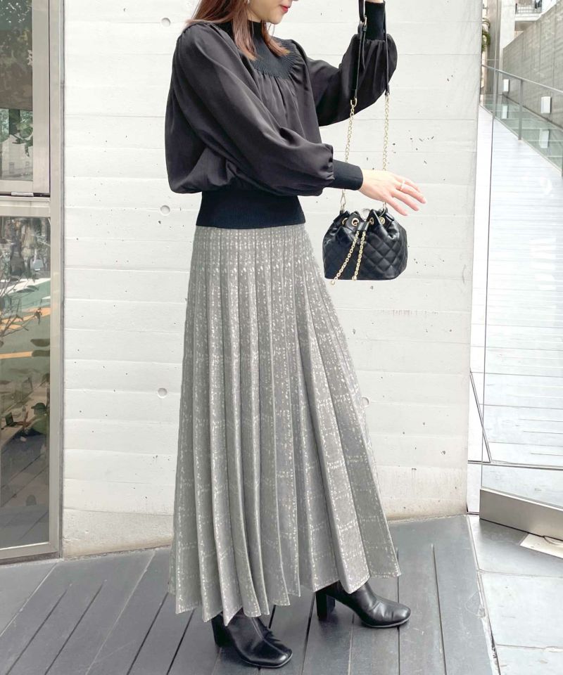 ISSEY MIYAKE アコーディオンプリーツスカート メタリックシルバー