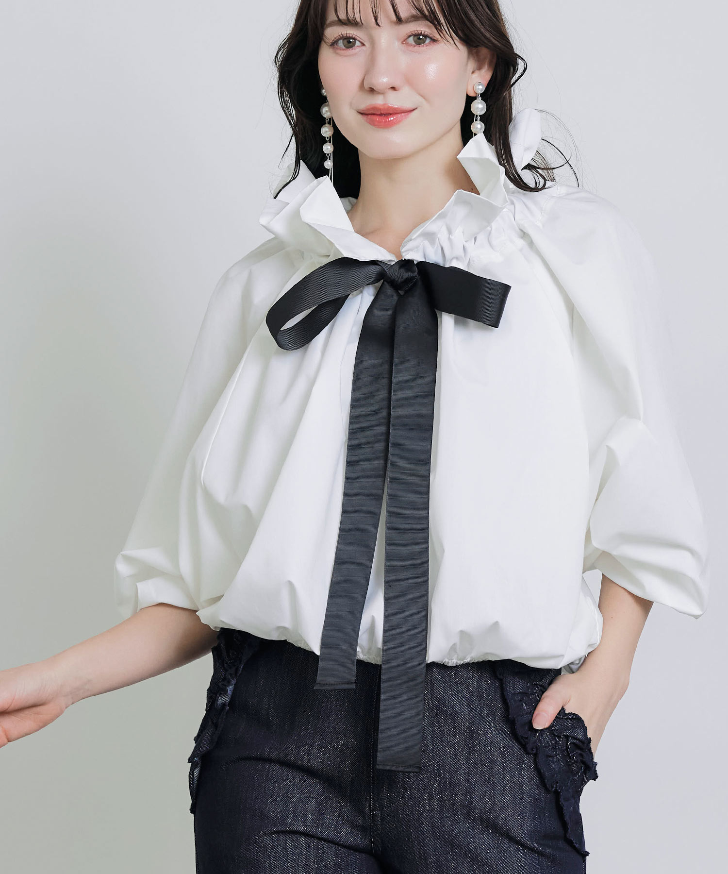 model：H155　着用サイズ：M　ホワイト系その他