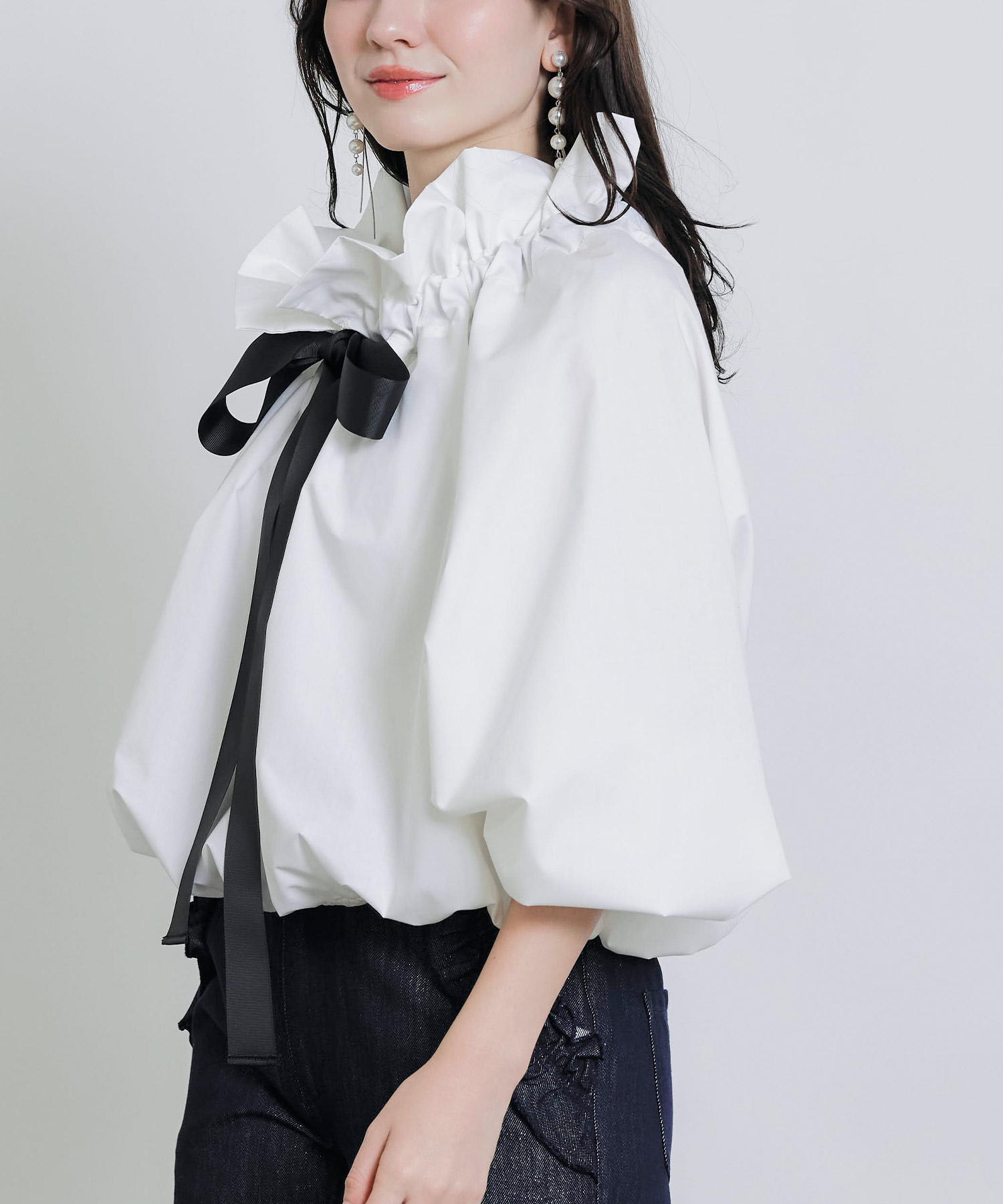 model：H155　着用サイズ：M　ホワイト系その他