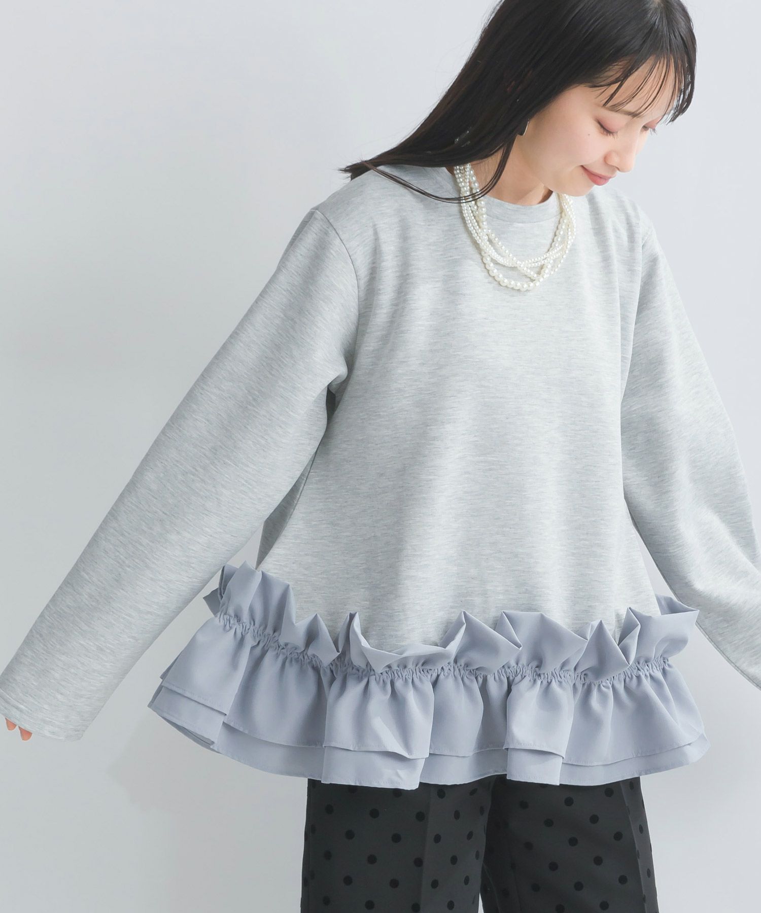 WEB限定】ダンボールニット裾フリル長袖プルオーバー | PICCIN 