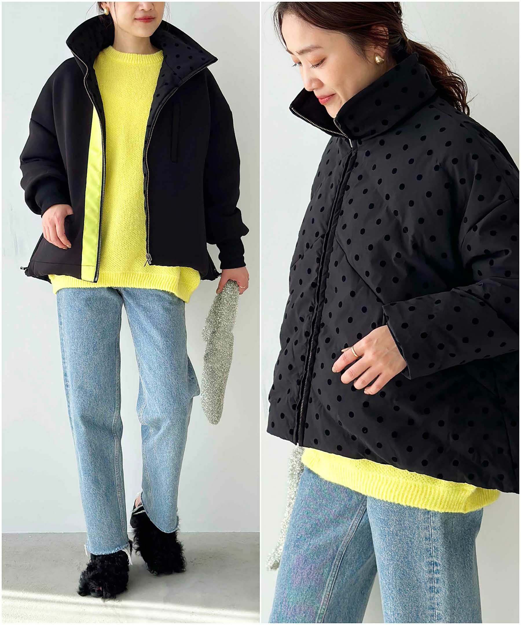 リバーシブルフロッキードットダウンジャケット | PICCIN (ピッチン 
