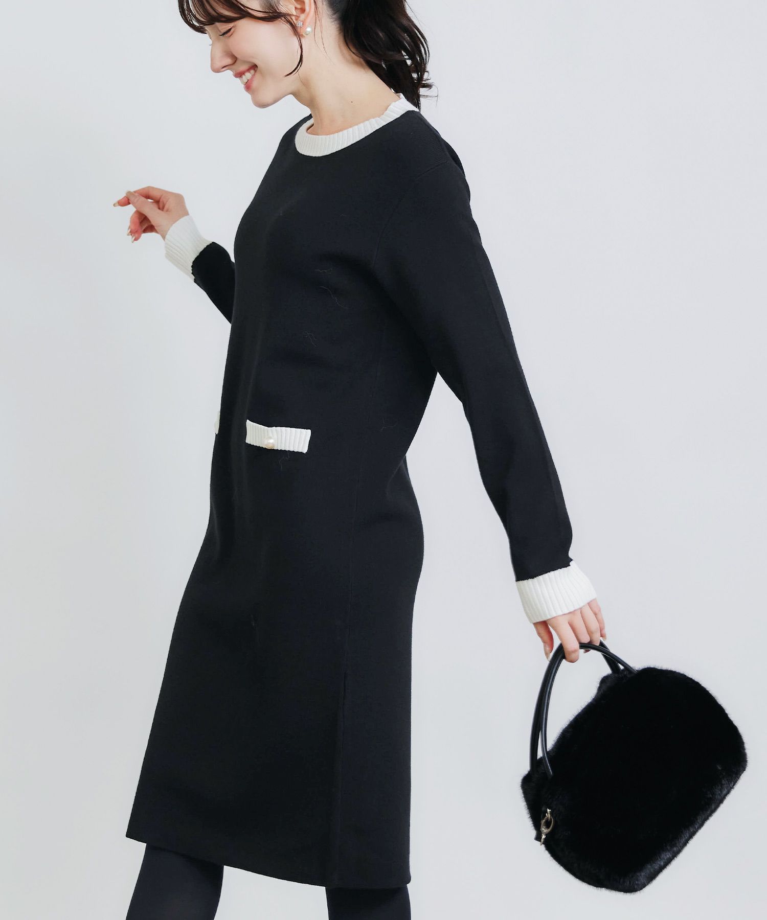 ★Rene ★ ニットワンピース PICCIN PERLA ニットワンピース ブラック Mサイズ 美品】Rene/ルネ