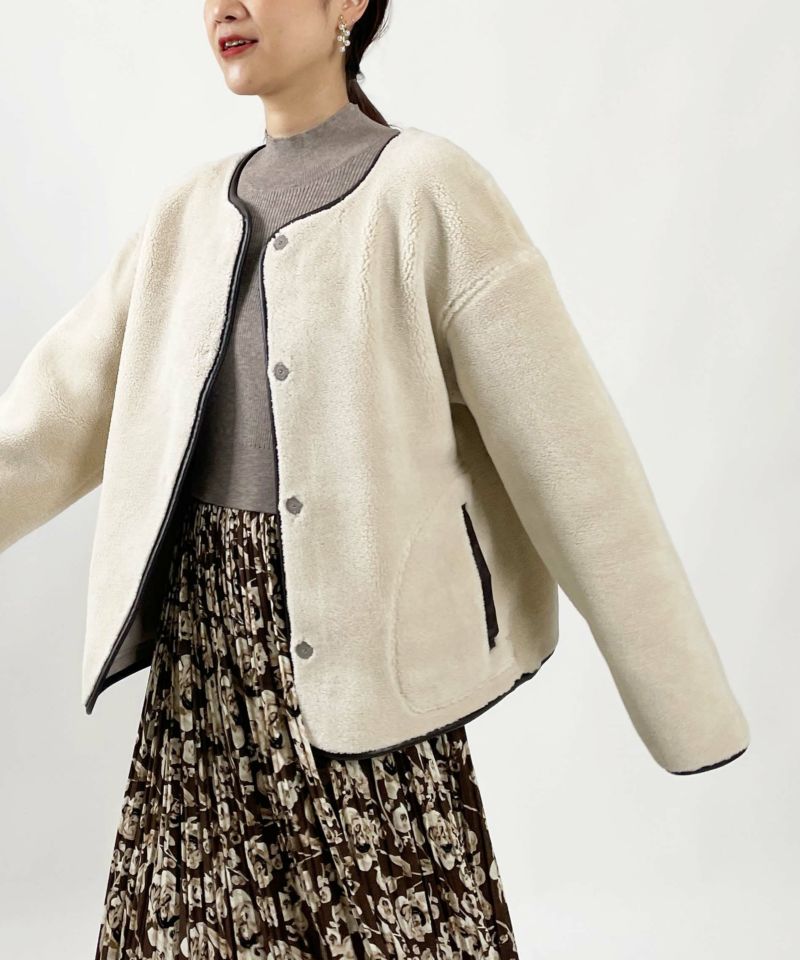 リバーシブルムートンケープ リバーシブルフェイクムートンコート｜J'aDoRe JUN ONLINE
