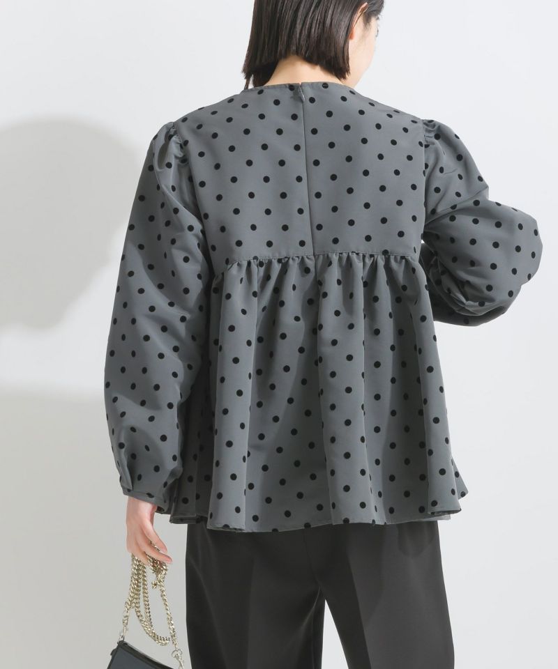 セットアップ可能】フロッキードットペプラムブラウス | PICCIN