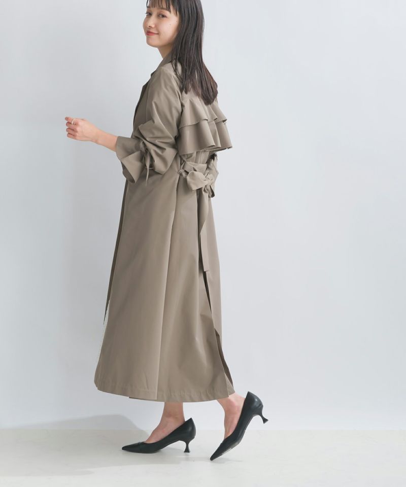 未使用　piccin ピッチン　撥水 ティアードリボンコート　フリル　トレンチ axes femme アクシーズファム トレンチコート 襟2way パール