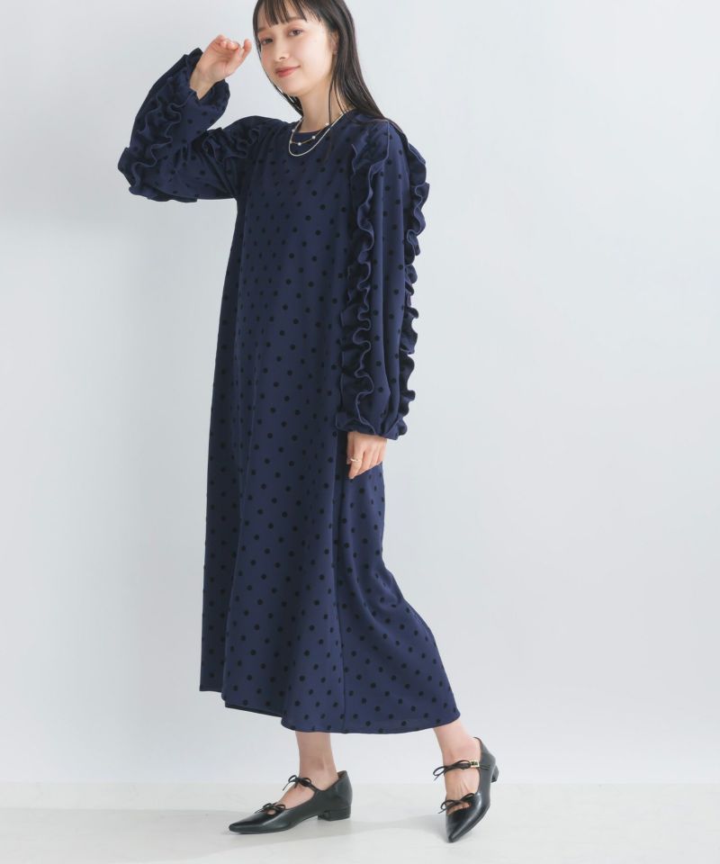 袖フリル付きフロッキードットワンピース | PICCIN (ピッチン) 公式通販