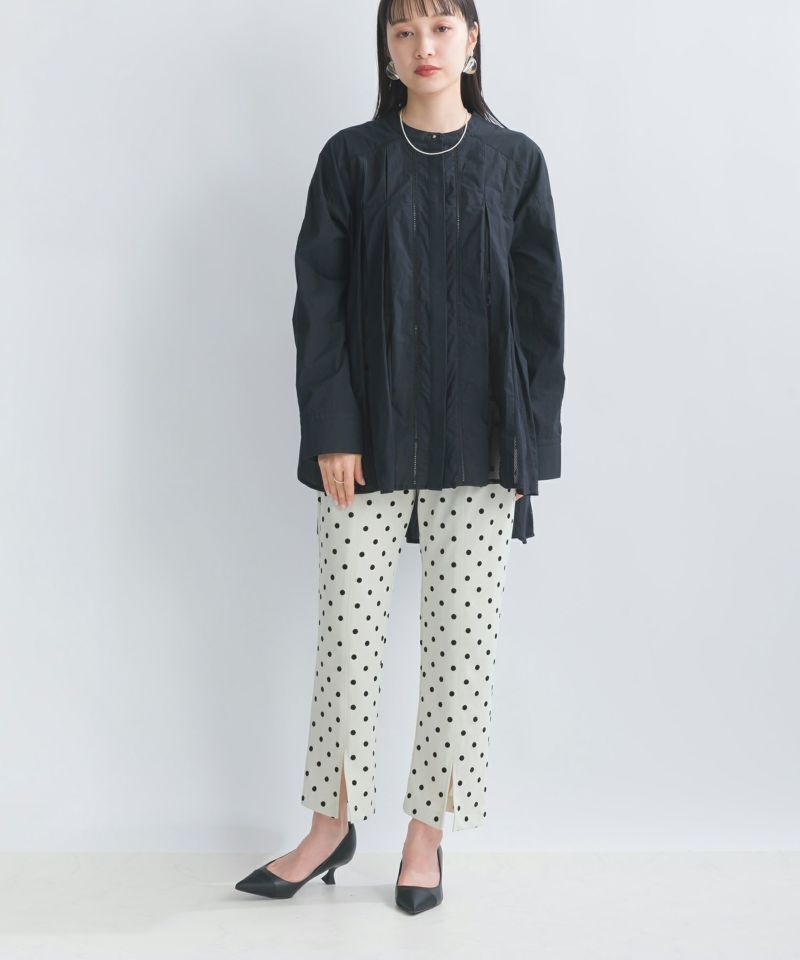 フロッキードットフロントスリットストレッチパンツ | PICCIN