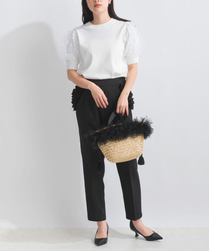 PICCIN PERLA ドットチュール Tシャツ ホワイト ドットチュール五分袖ニットトップス | PICCIN (ピッチン) 公式通販