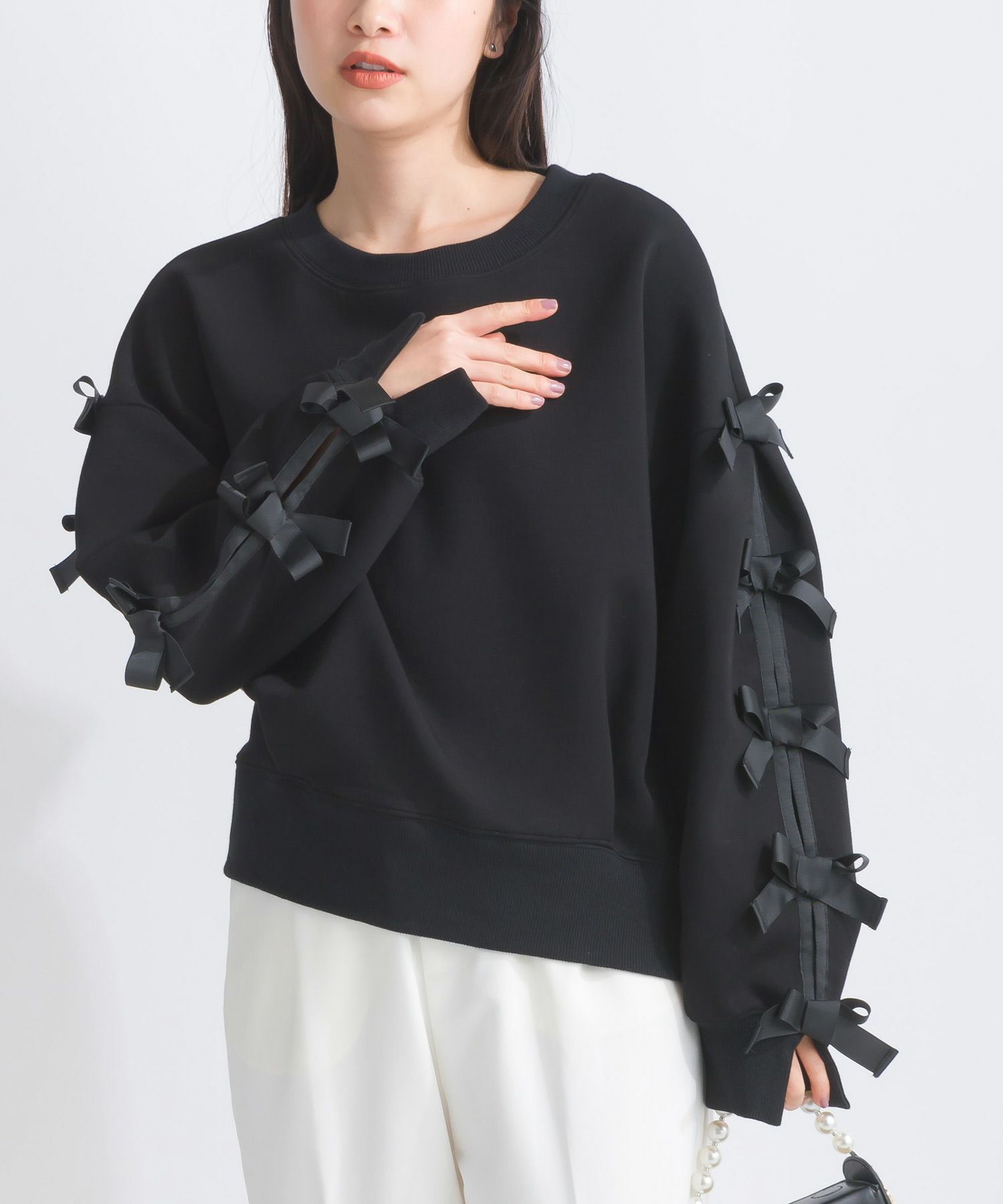 model：157cm　着用サイズ：M　ブラック