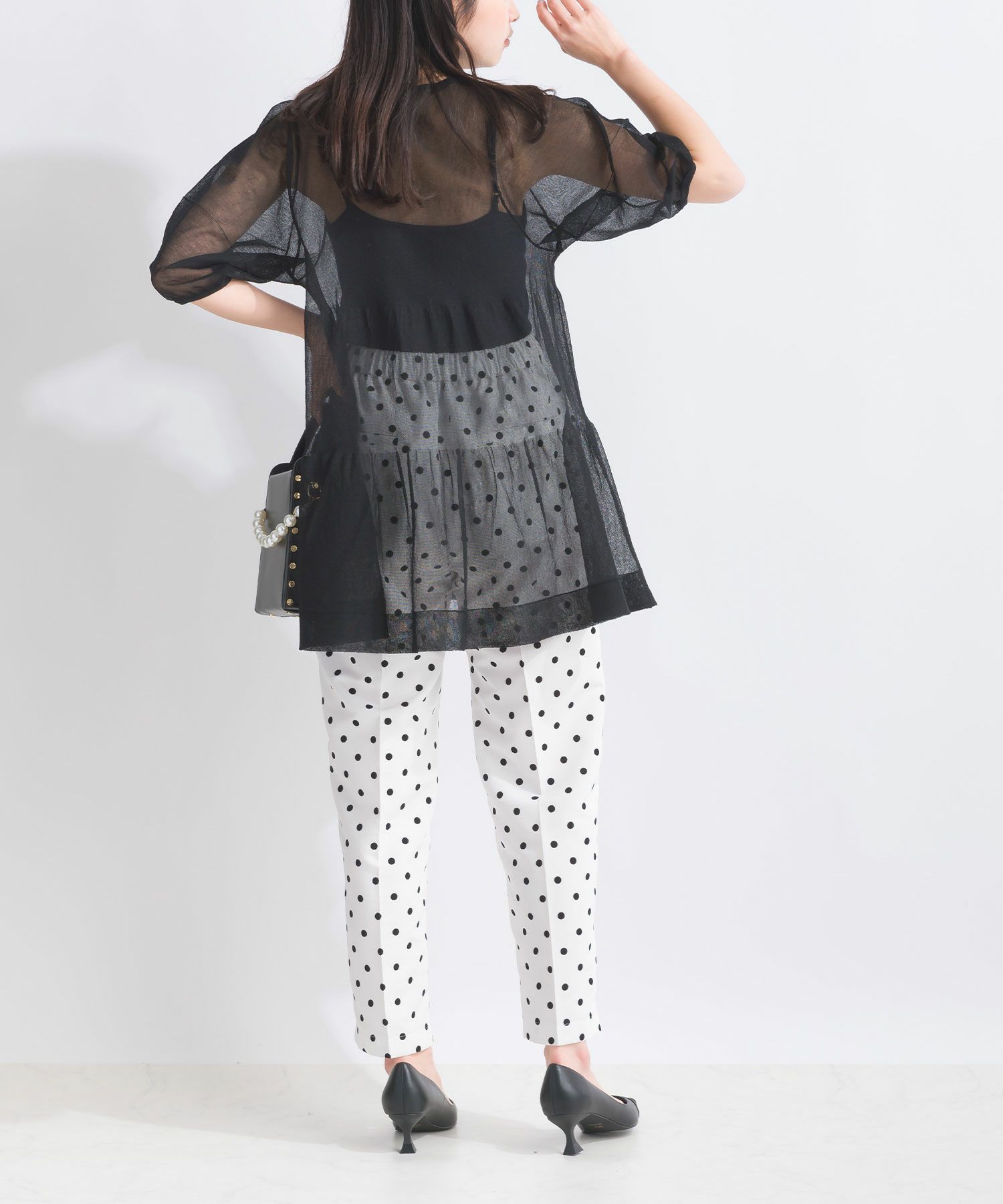 model：157cm　着用サイズ：M　ブラック