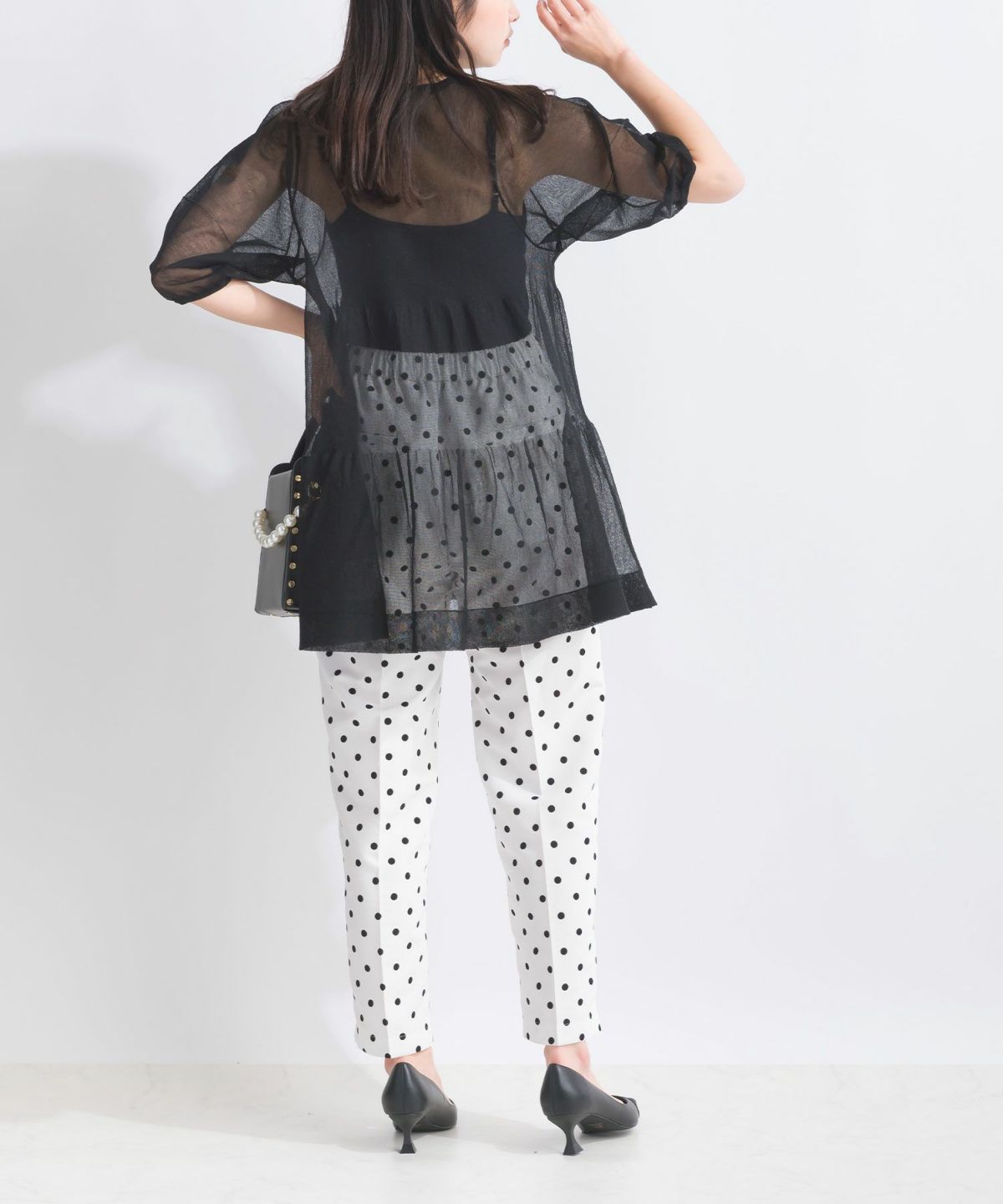 model：157cm　着用サイズ：M　ブラック