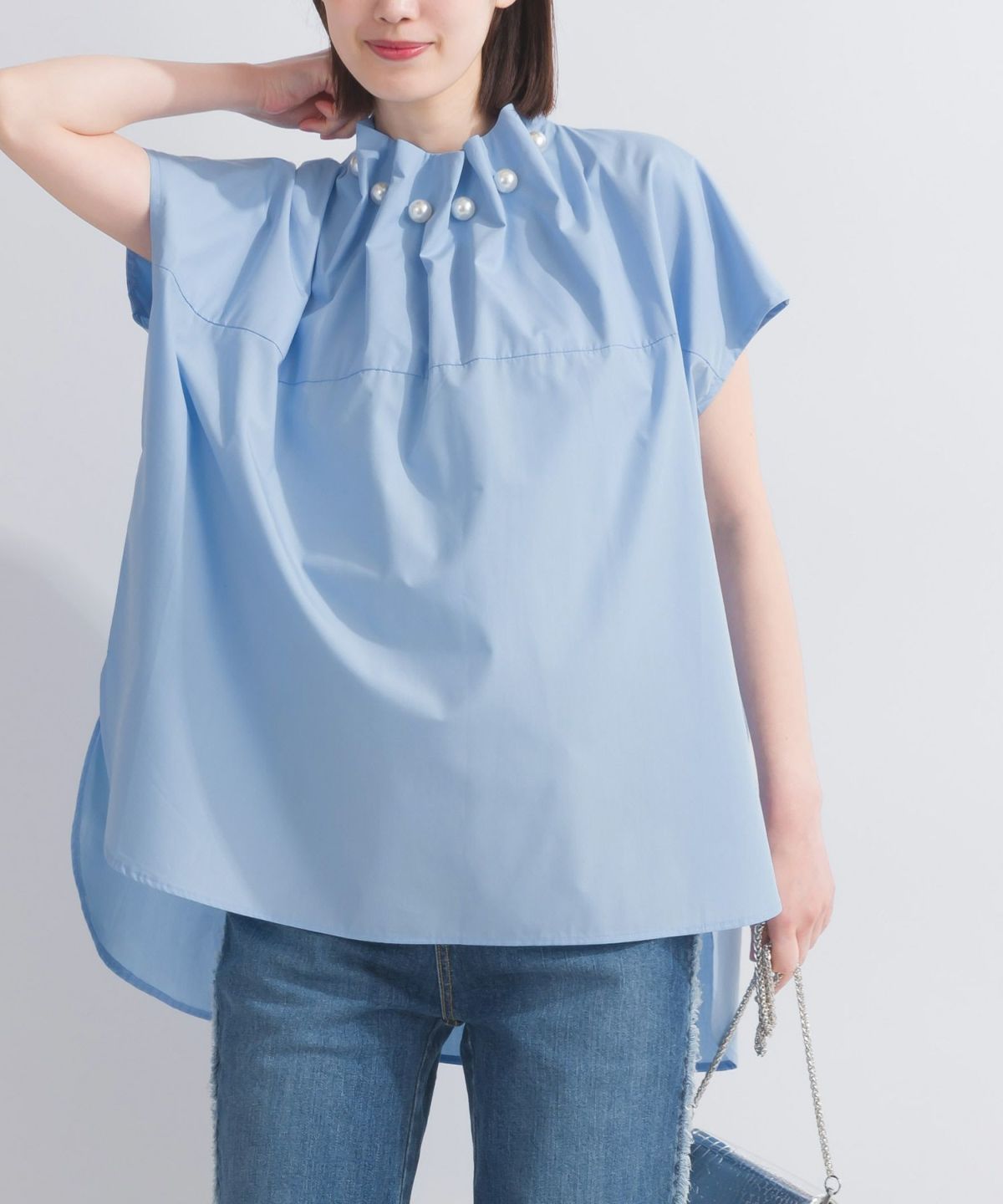 model：H162　着用サイズ：M　サックスブルー