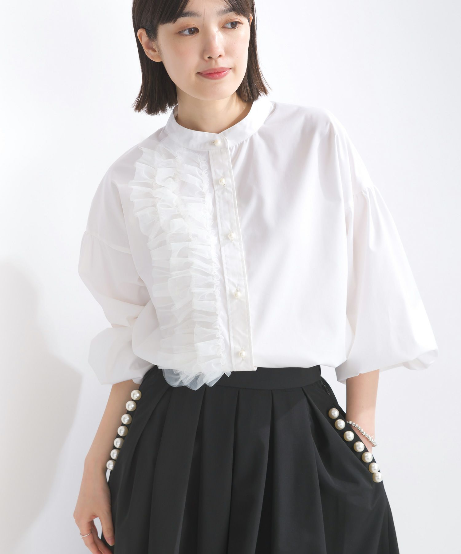 日本製】チュールフリルノーカラーブラウス | PICCIN (ピッチン) 公式通販