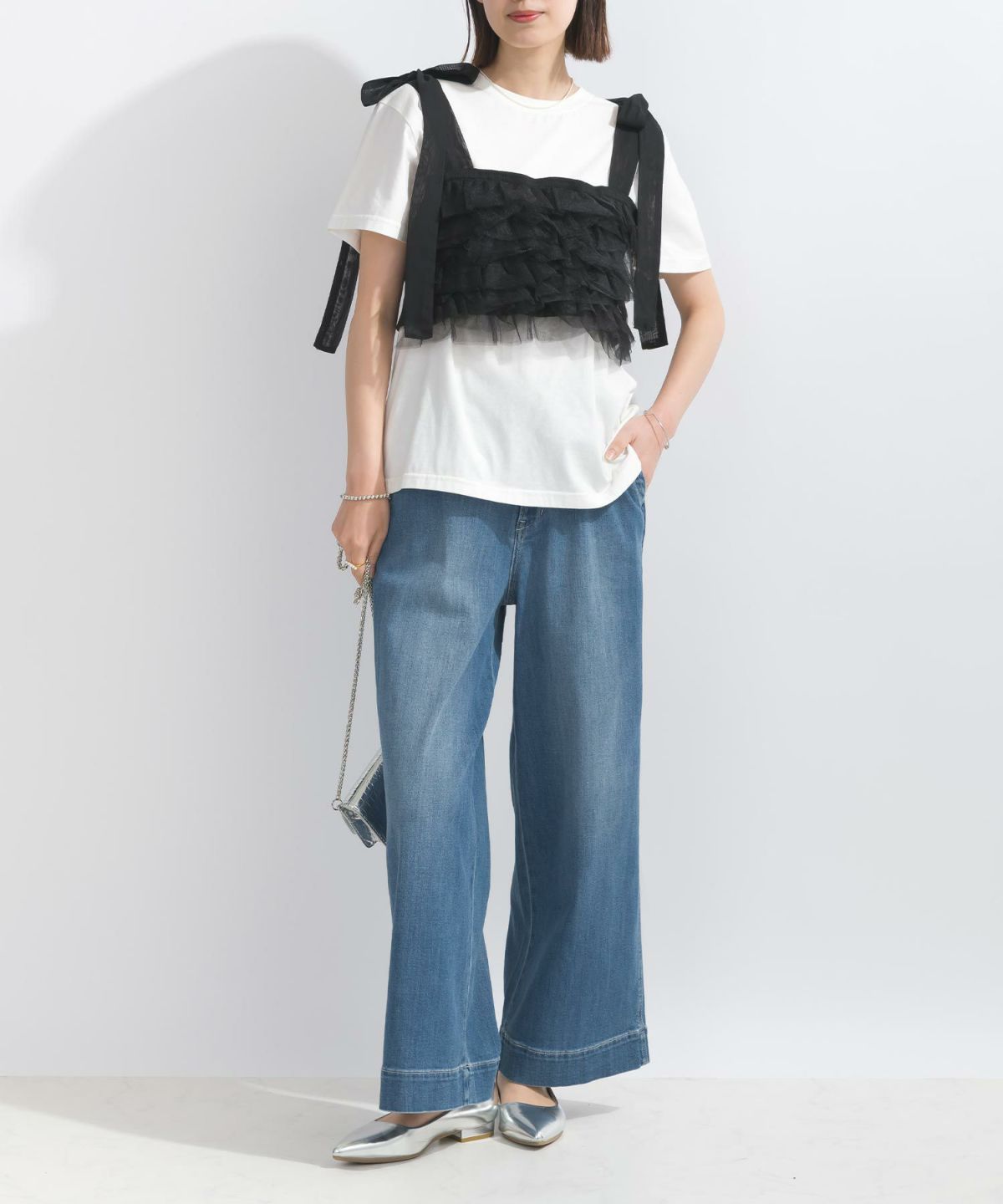 model：162cm　着用サイズ：M　ブラック