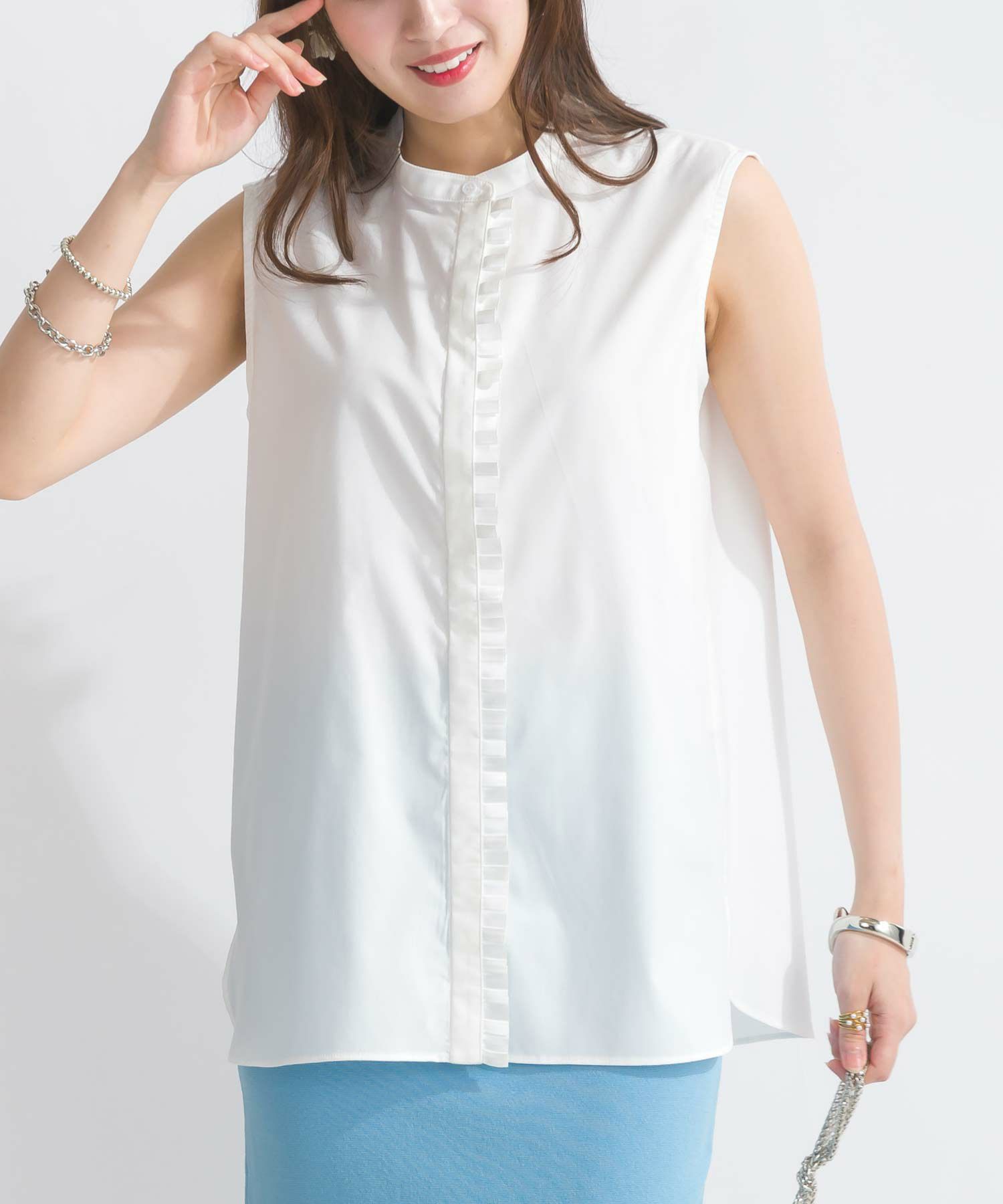 前立てフリル付きノースリーブブラウス | PICCIN (ピッチン) 公式通販