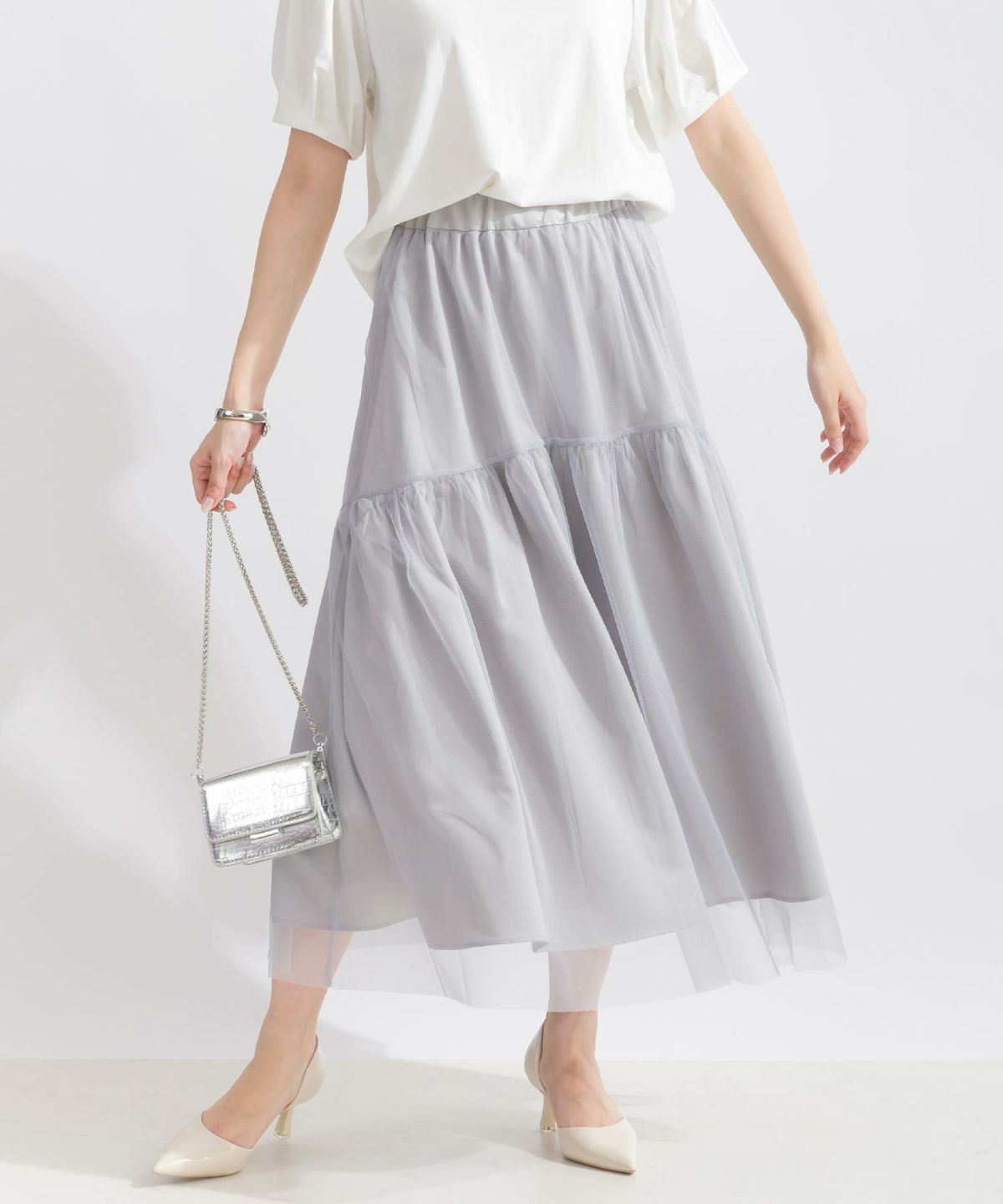 model：165cm　着用サイズ：M　ライトグレー