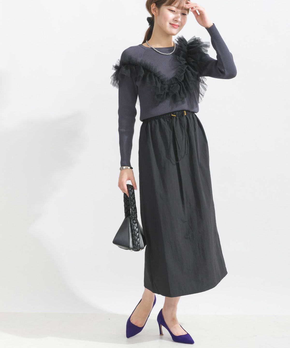 model：H165　着用サイズ：M　チャコールグレー