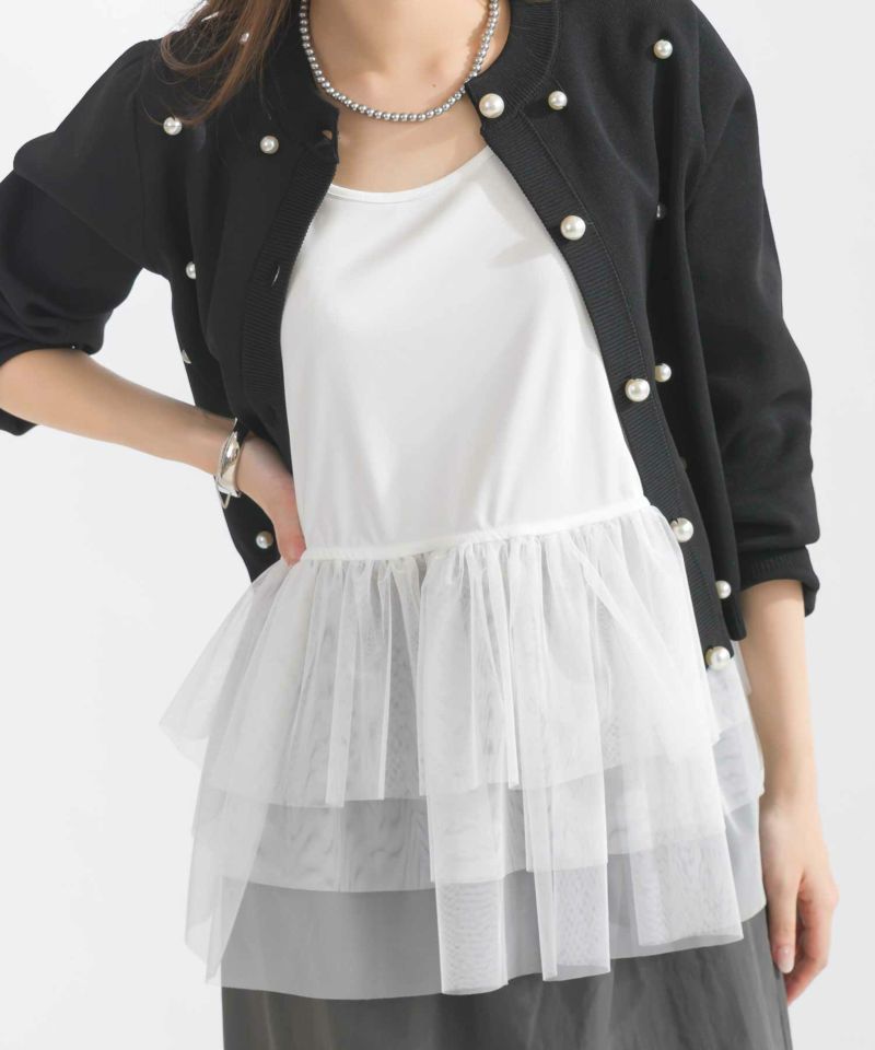 美品　ラインヴァンド　定価2.5万　ニット　ジレ　バックオープン　タンク トップ スクエアネックリブニットタンクトップ/洗える(タンクトップ
