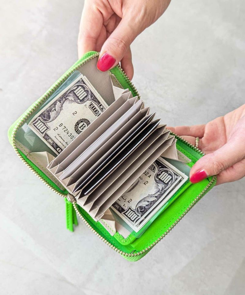 蛍光レザーストラップ付き・ジャバラカードウォレット | PICCIN