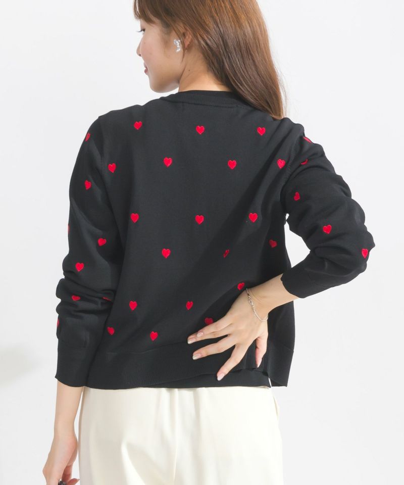 ハート刺繍カーディガン【ブラック】