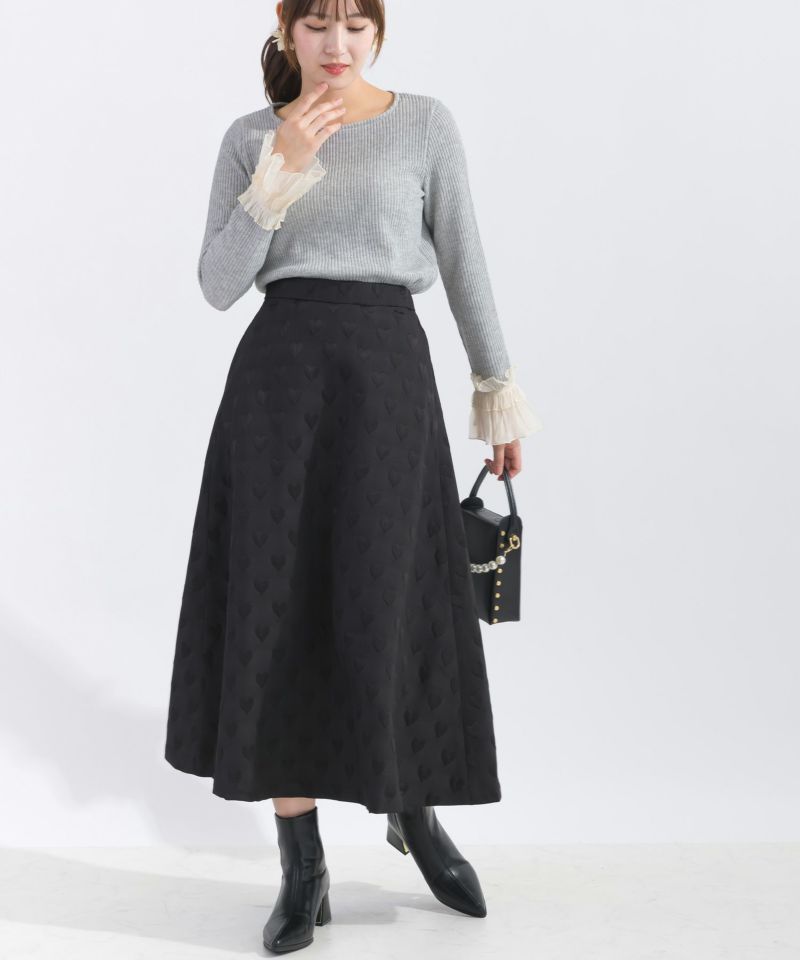 セットアップ可能】ハートジャガードフレアスカート | PICCIN