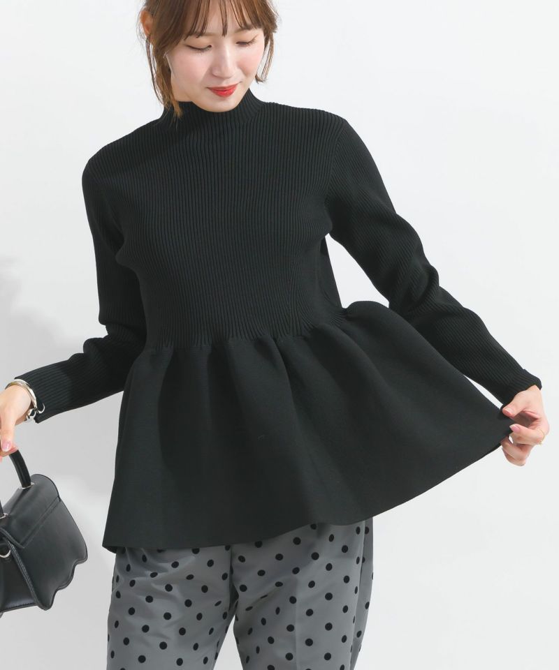 PICCIN PERLA フリルノースリーブペプラムニット 12ゲージ レディース ニット ペプラム 弾力感のあるニット フリル ハート型  シルバーボタン オフホワイト ブラック ライトグレー | PICCIN楽天市場店