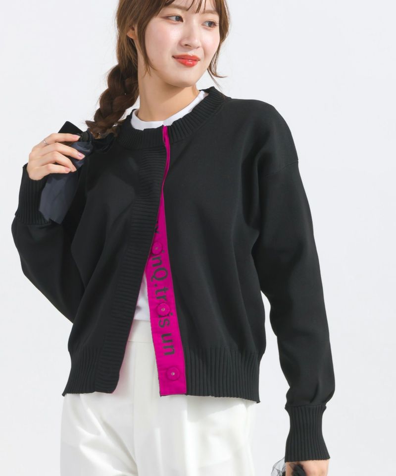 PICCIN ロゴテープドットボタンカーディガン 黒 ロゴテープドットボタンカーディガン | PICCIN (ピッチン) 公式通販