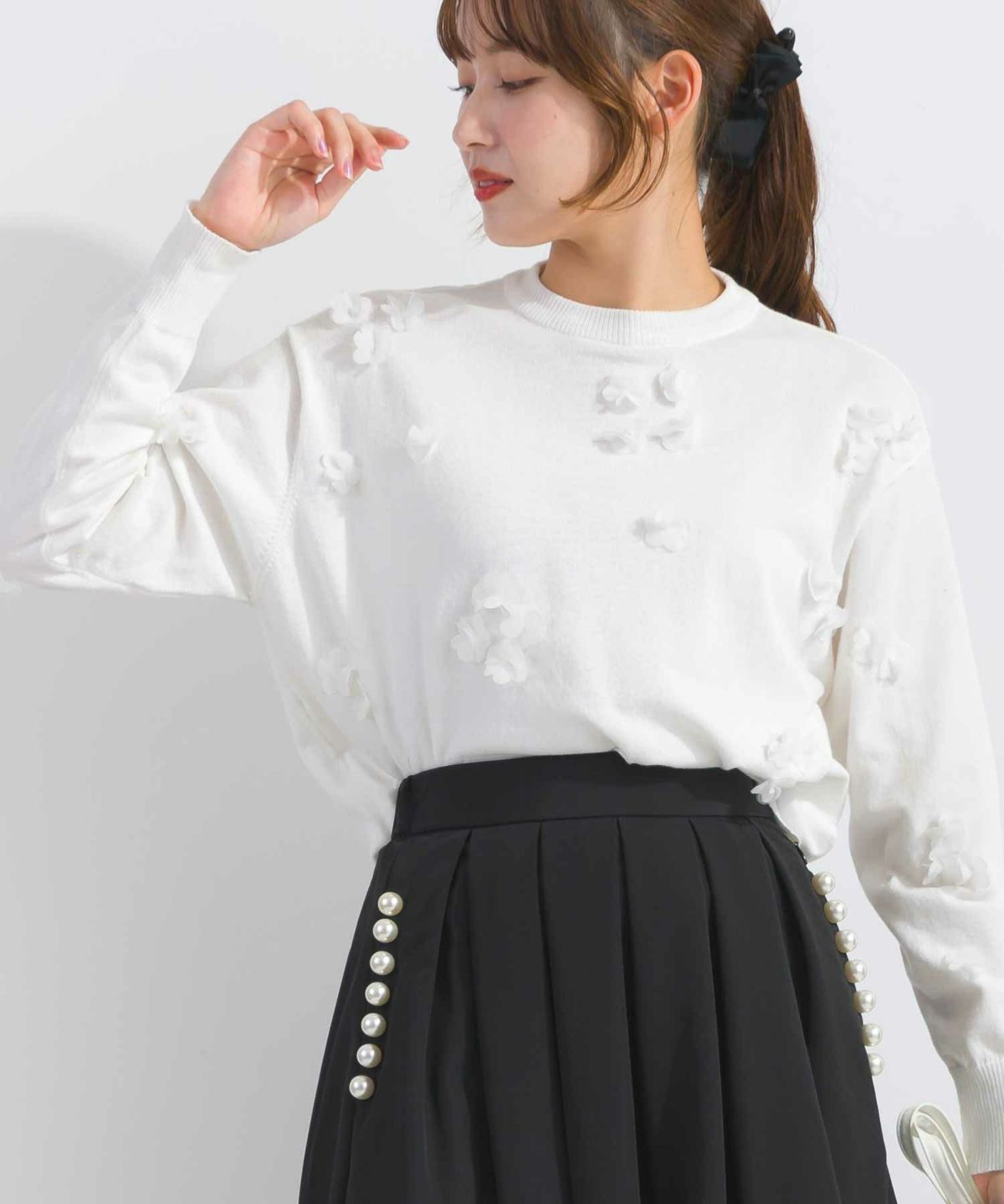 model：H165　着用サイズ：M　オフホワイト