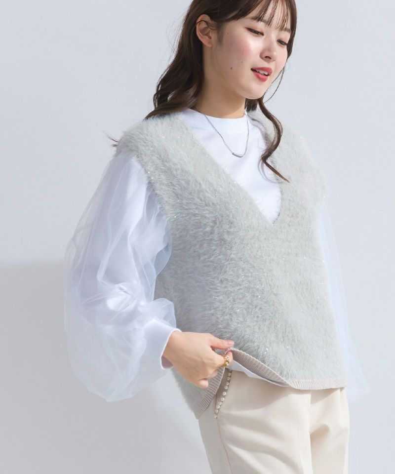 model：H165　着用サイズ：M　グレイッシュベージュ