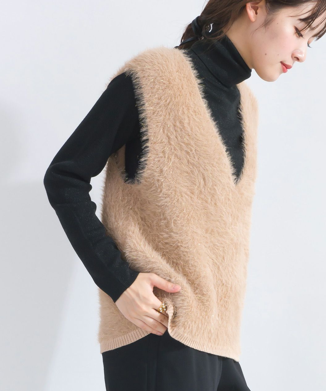 model：H165　着用サイズ：M　キャメル