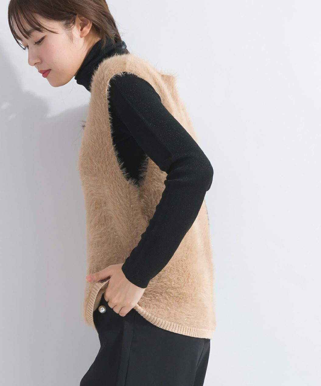 model：H165　着用サイズ：M　キャメル