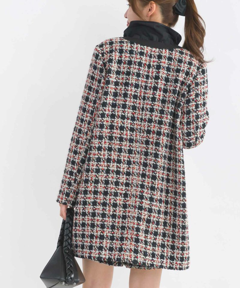 美品】 COATE / コート | ビッグカラー ツイードコート | 38