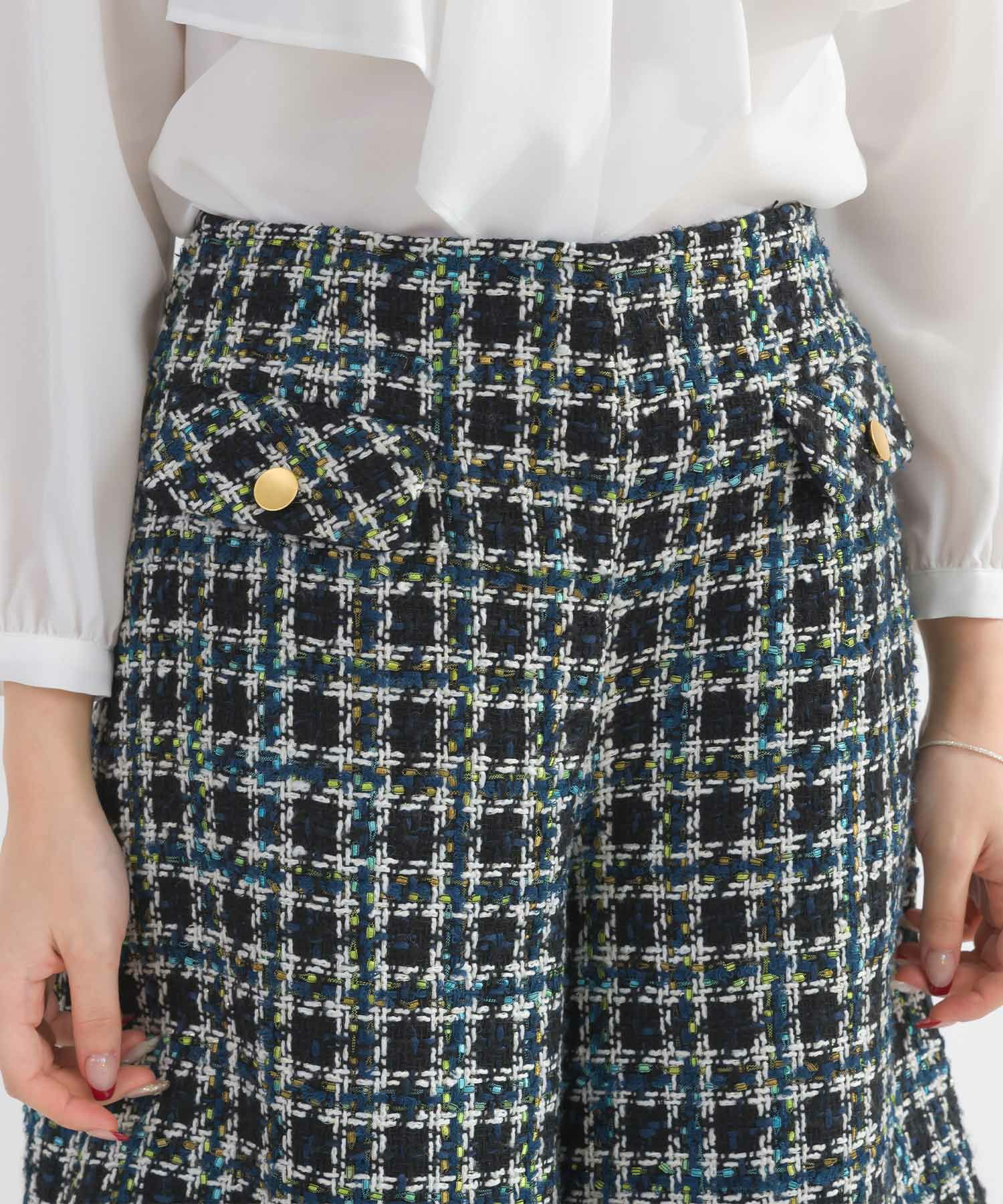 セットアップ可能】チェックツイードキュロットパンツ | PICCIN